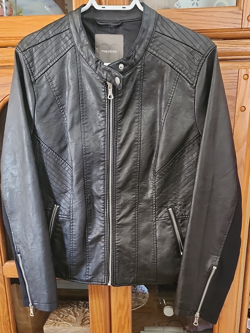 Maurices Black Faux Leather Quilted Moto Jacket